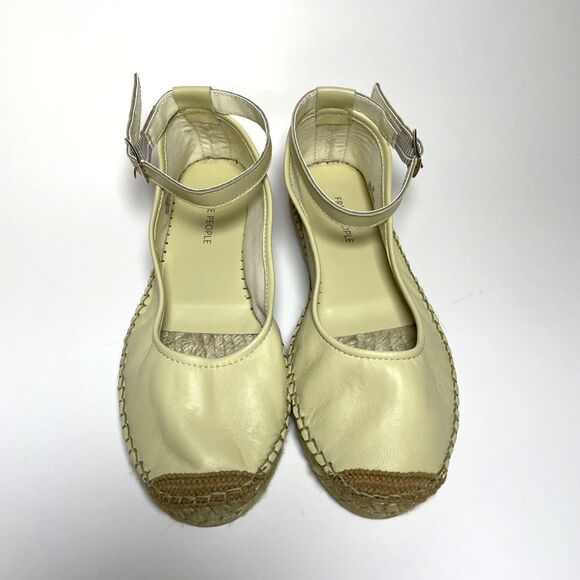 New Free People Mason Ballet Espadrille Flats Womens 6 Beige Leather Closed Toe - Picture 2 of 10